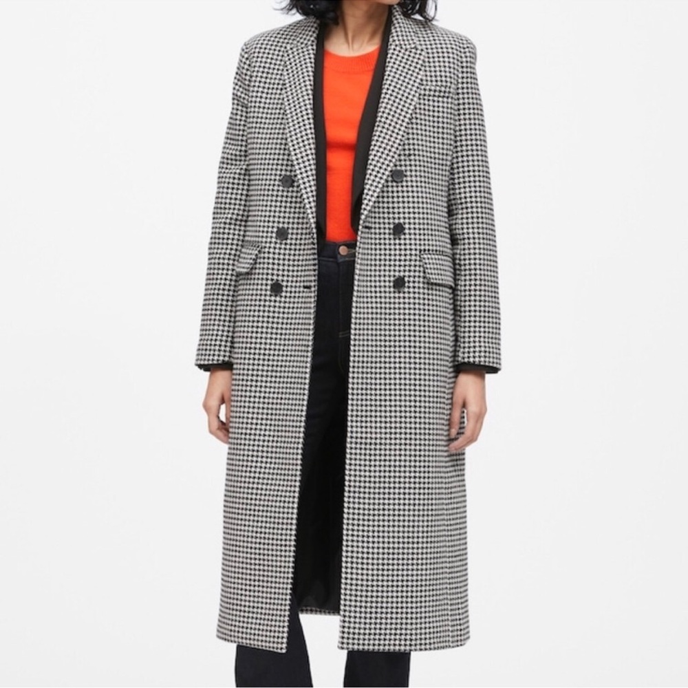 Banana Republic Hounstooth Wool Midi Coat